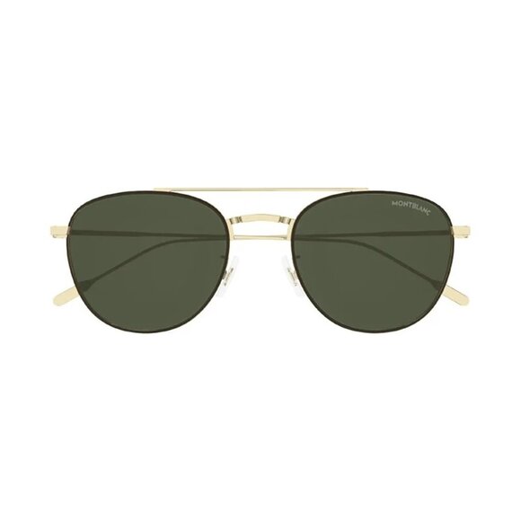 NEW  MONTBLANC SUNGLASSES GOLD GREEN AVIATOR MEN EYEWEAR MONTBLANC MB0211S 008 - Picture 2 of 3